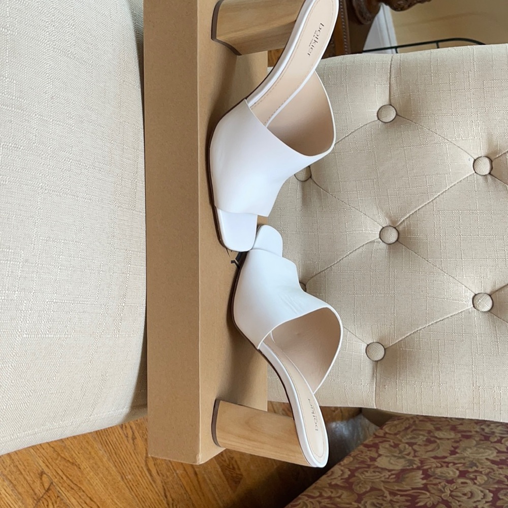 White asymmetric mules